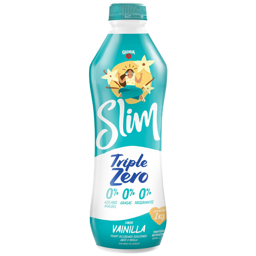 Yogurt Descremado Edulcorado GLORIA Slim Vainilla Botella 1Kg
