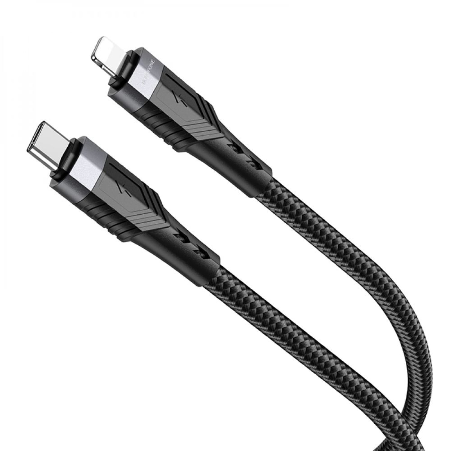 Cable D Datos Carga Rapida Trenza Influence Pd D Tipo C Lightning Para Iphone 20w 1.2m Bu35 Negro