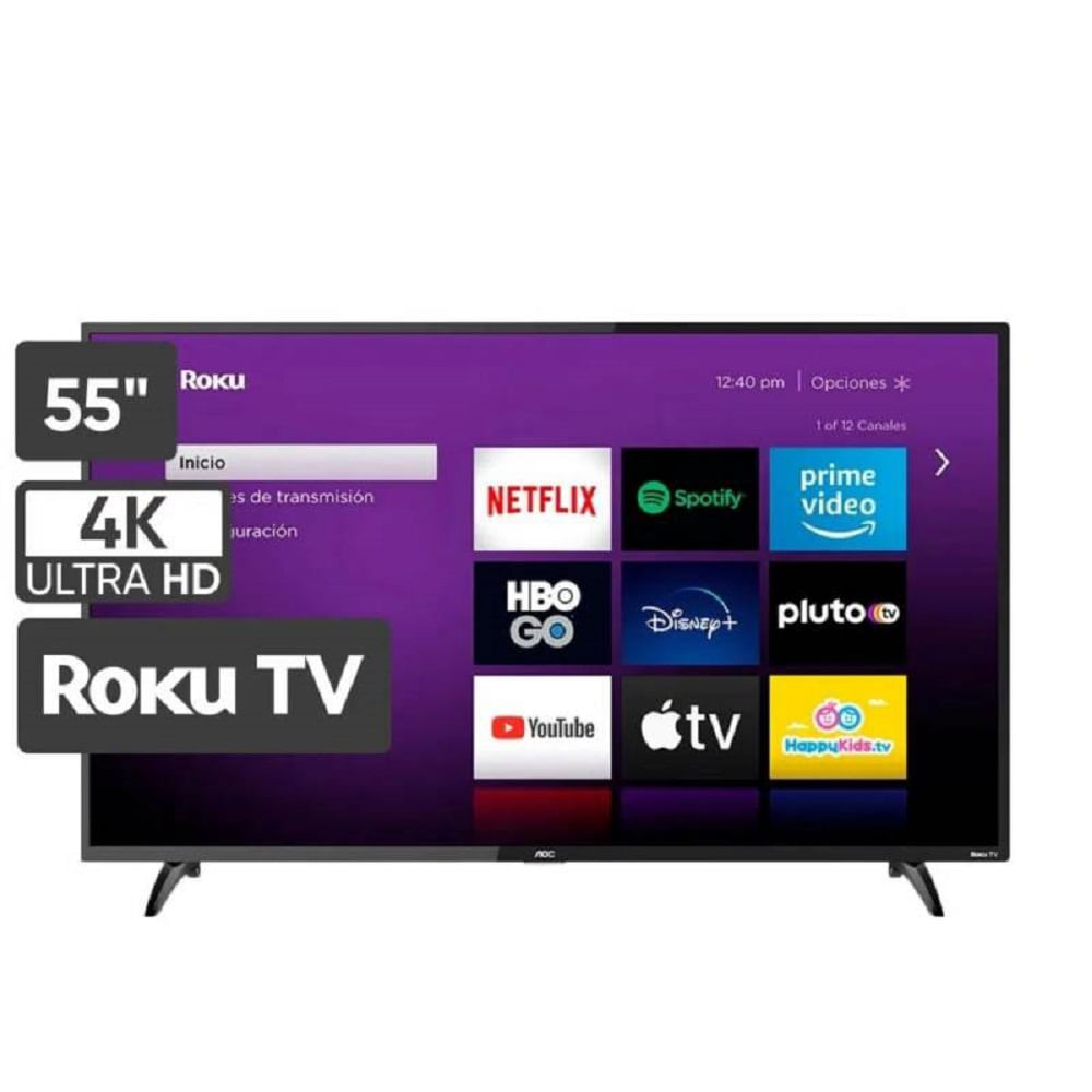 Televisor de 55” Smart Tv Led Uhd 4k Roku AOC 55U6125