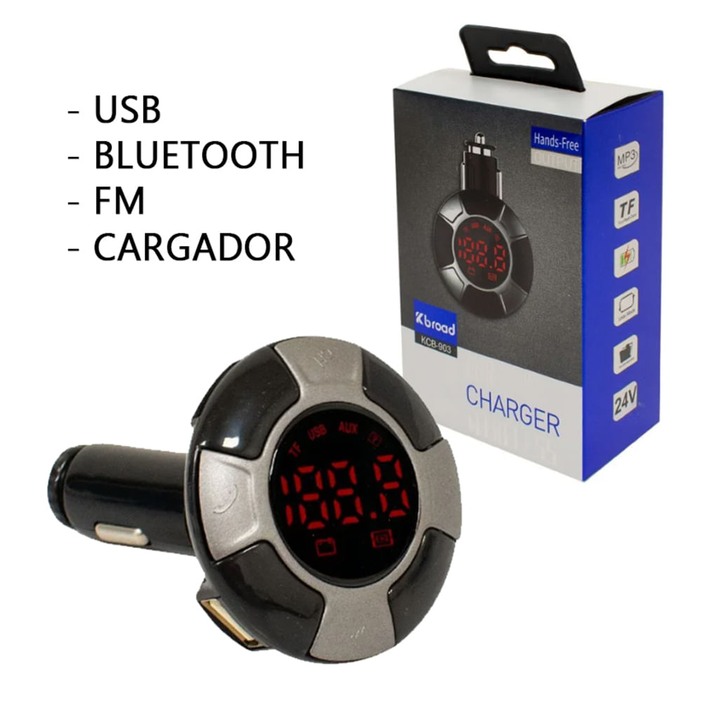 Cargador Receptor Bluetooth Para Auto 3 en 1 Radio FM USB Reproductor