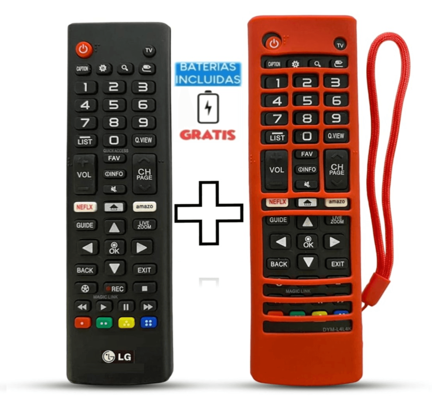 Control Remoto Lg Led Smart Tv 4k + Funda Rojo