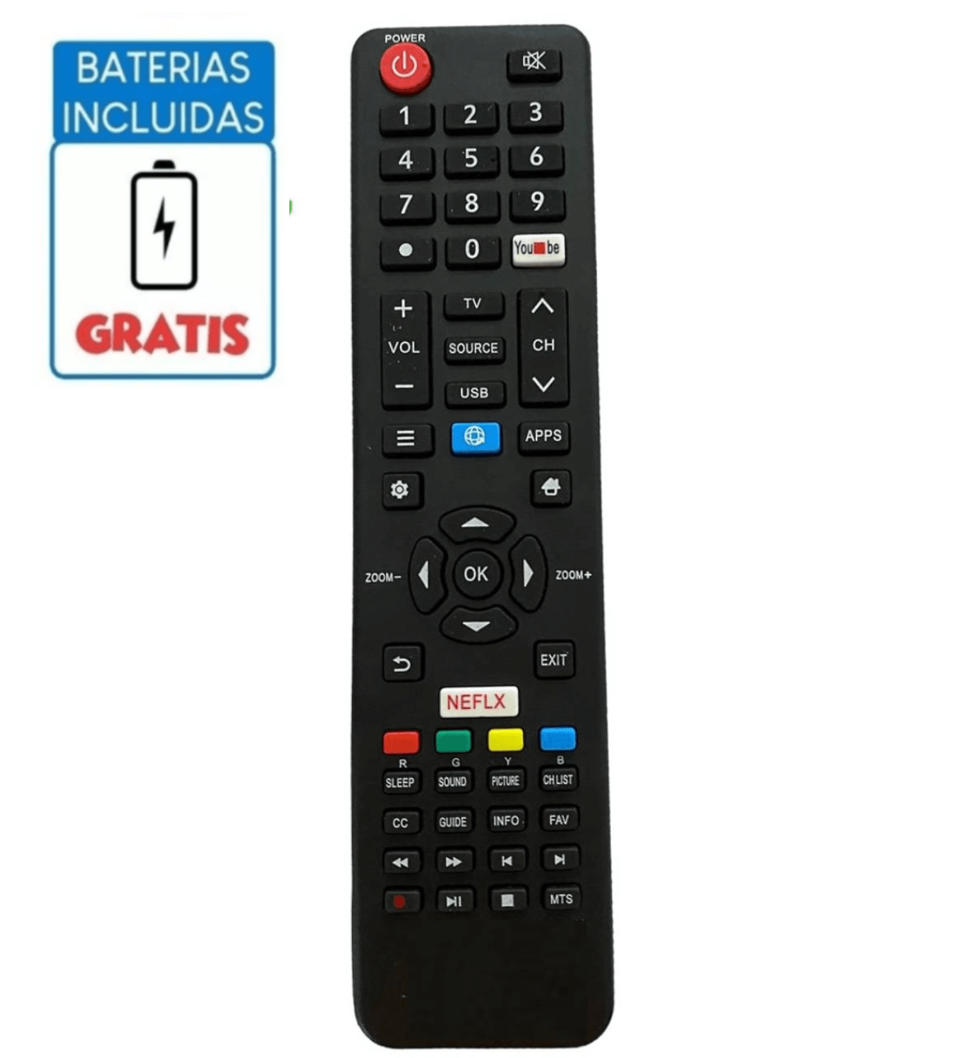 Control Remoto Miray para Smart Tv 4k + Pilas