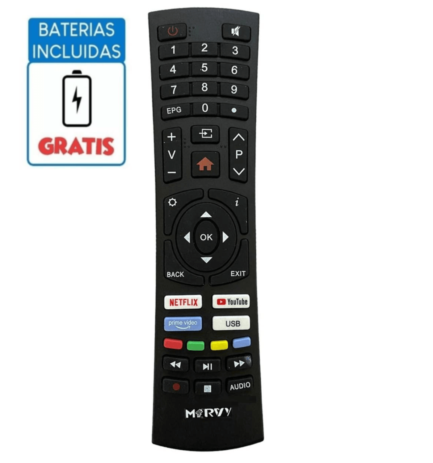 Control Remoto para Tv Smart Miray Con Amazon Netflix Directo + Pilas