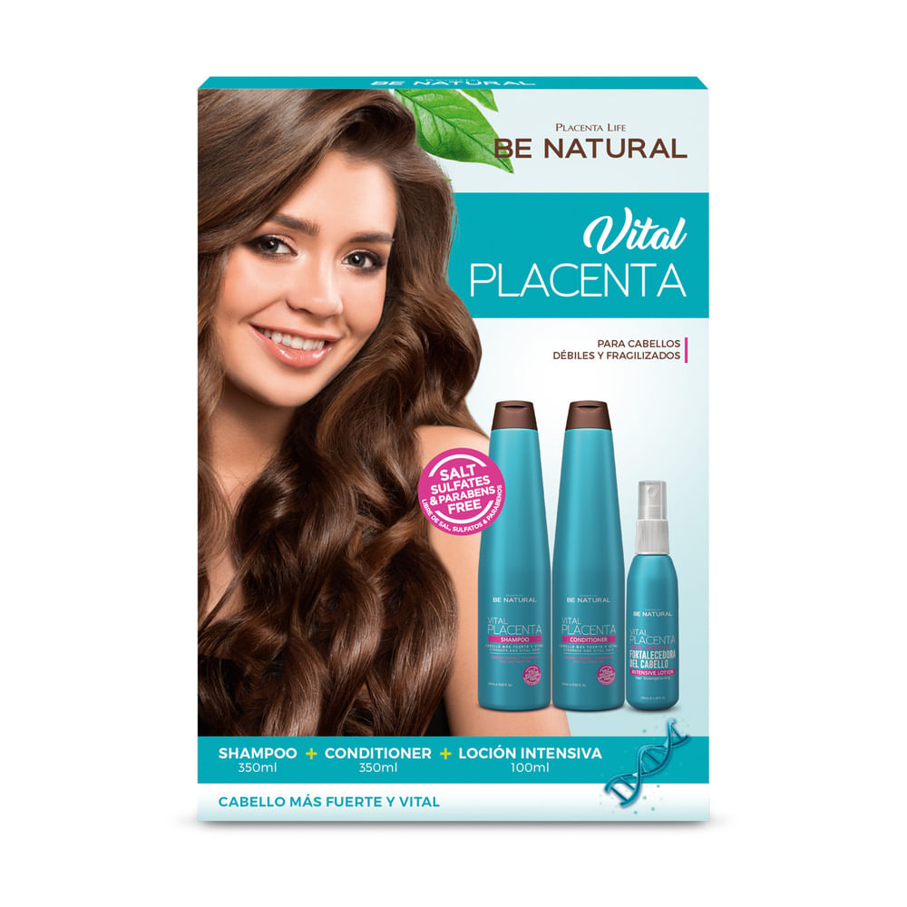 Pack Be Natural Vital Placenta Shampoo Conditioner y Loción Intensiva