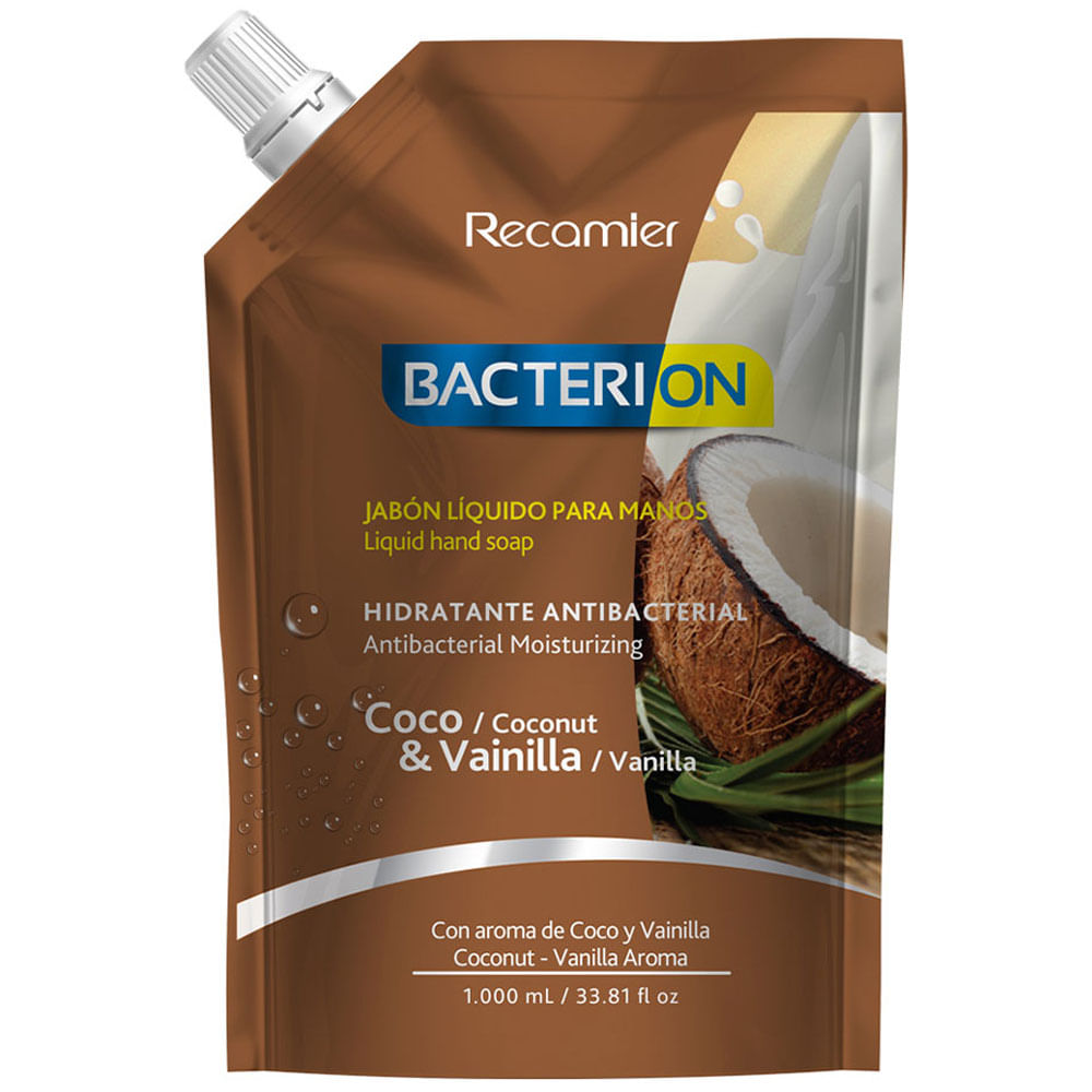 Jabón Líquido Antibacterial BACTERION Coco y Vainilla Doypack 1L