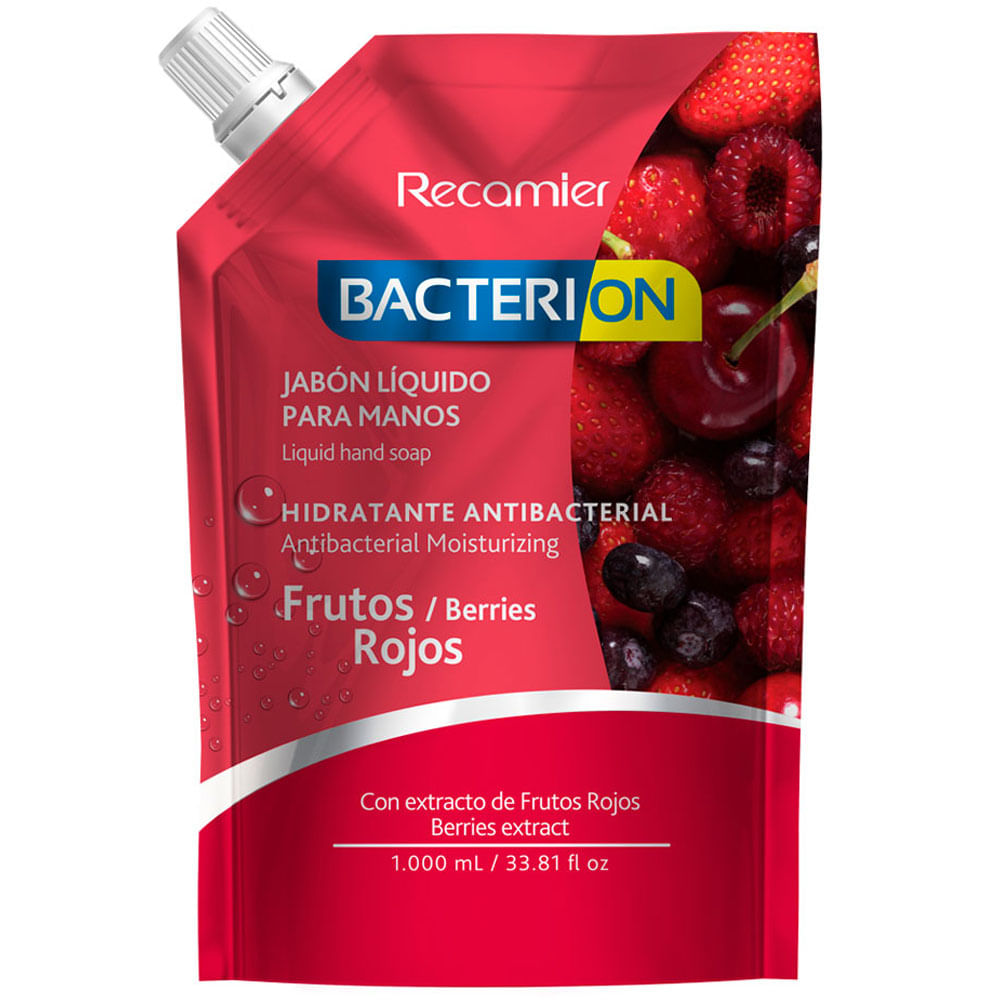 Jabón Líquido Antibacterial BACTERION Frutos Rojos Doypack 1L
