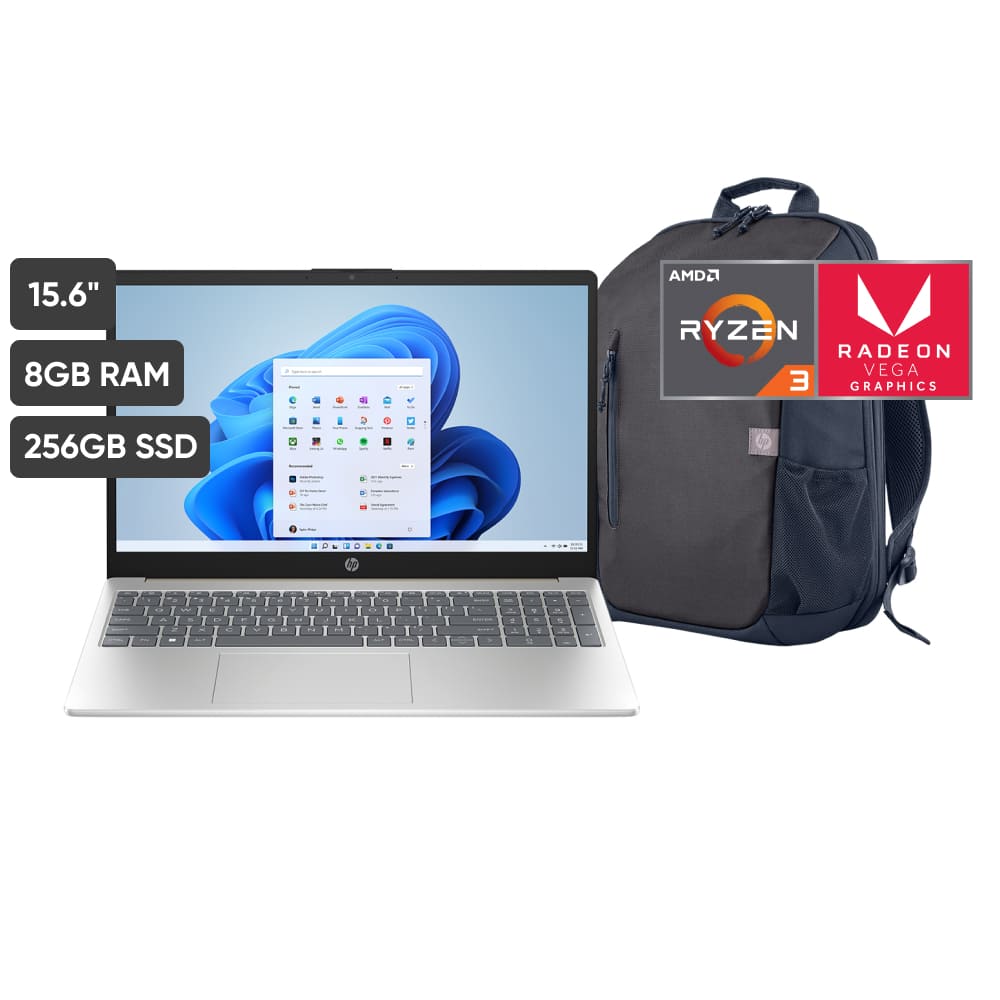 Laptop HP 15-FC0006LA 15.6" AMD Ryzen 3 (serie 7000) 8GB 256GB SSD + Mochila