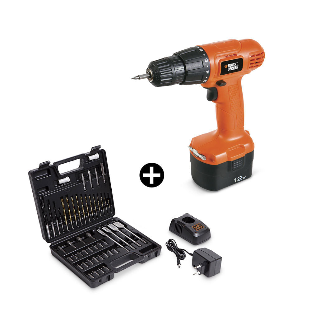 Atornillador 12V Mp + Set 50 piezas Black&Decker