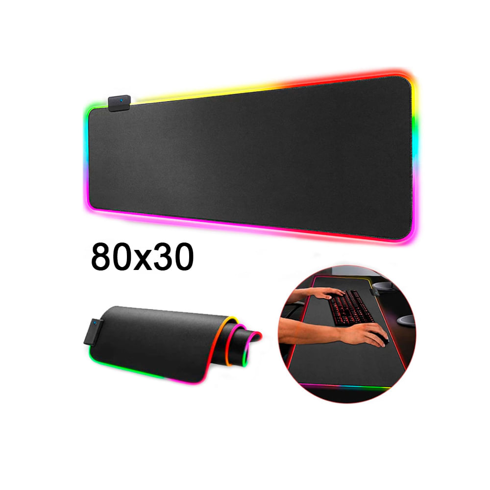 Mouse Pad Gamer con Luces RGB 30x80 30 x 80 Base Mousepad