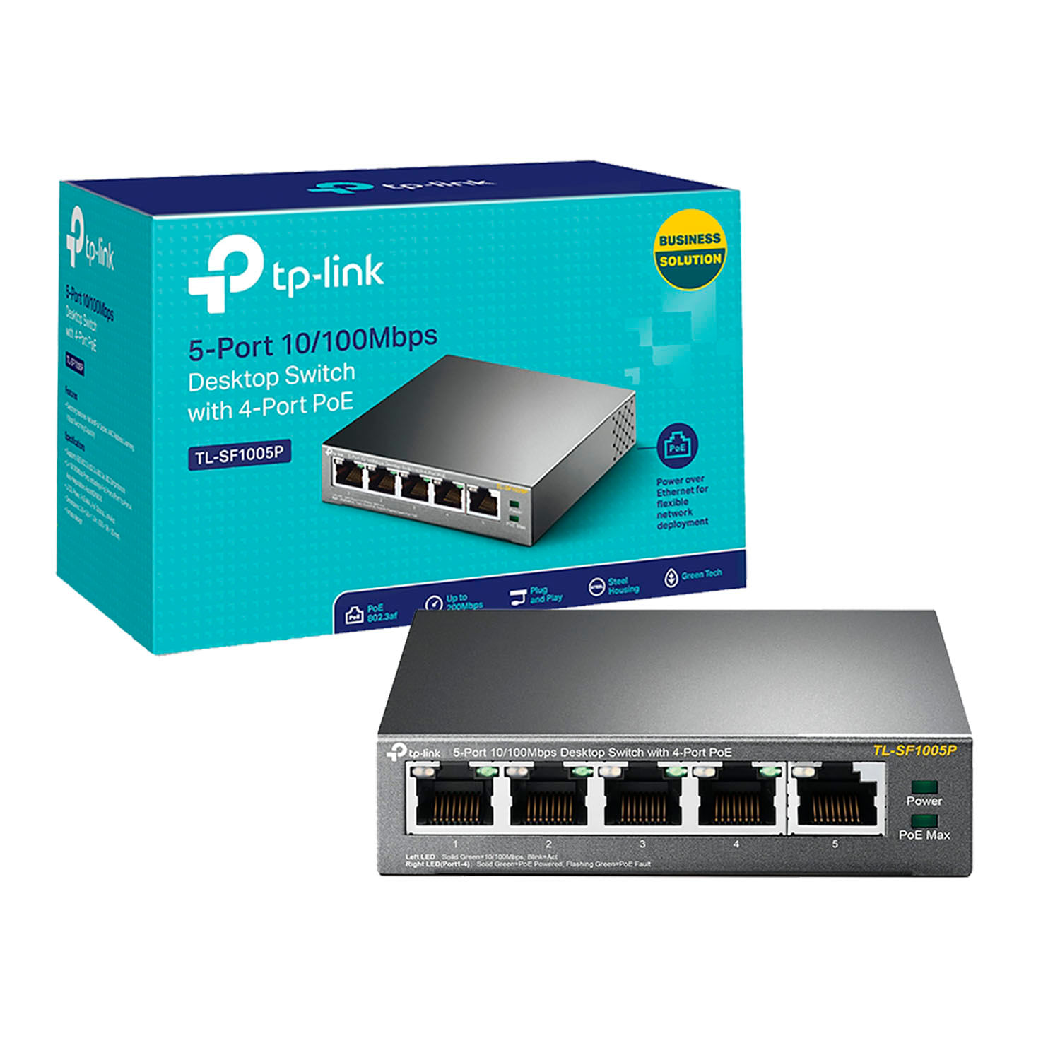 Switch Tl Sf1005p Tp Link 5 Puertos 10,100 Mbps Conector Poe