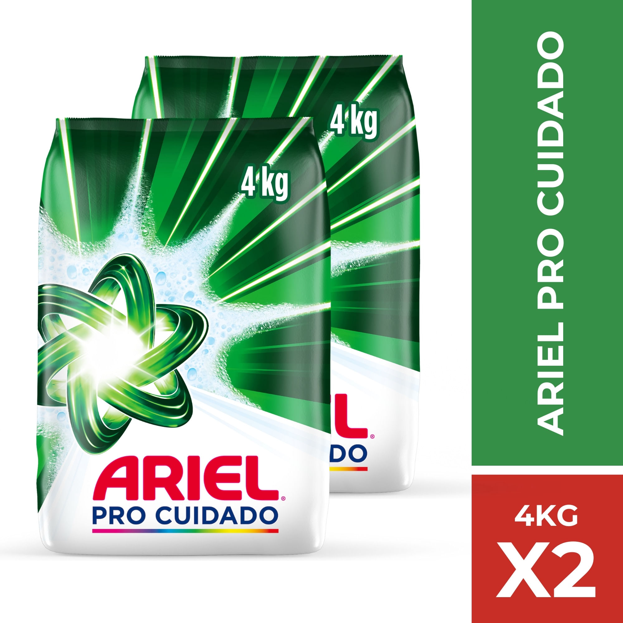 Pack Detergente en Polvo ARIEL Pro Cuidado 4 kg x 2un