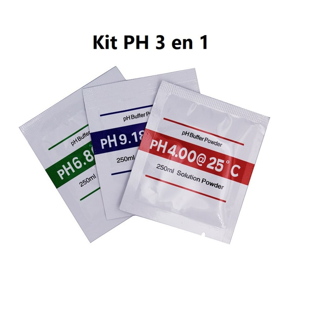 Solución Buffer Powder para Calibrar Medidor PH Peachimetro - Kit 3 En 1