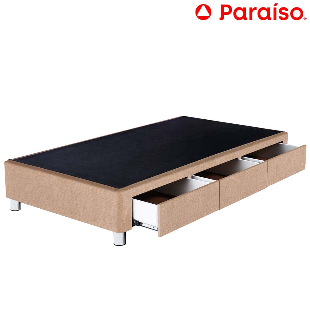 Cama Box Tarima PARAISO C/Cajones 1.5 Plazas Champagne