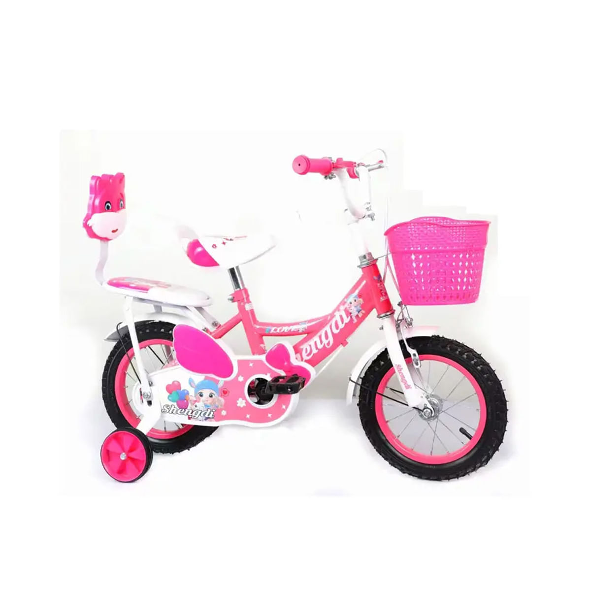 Bicicleta Infantil Kids Aro 12 Doble Asiento Fucsia