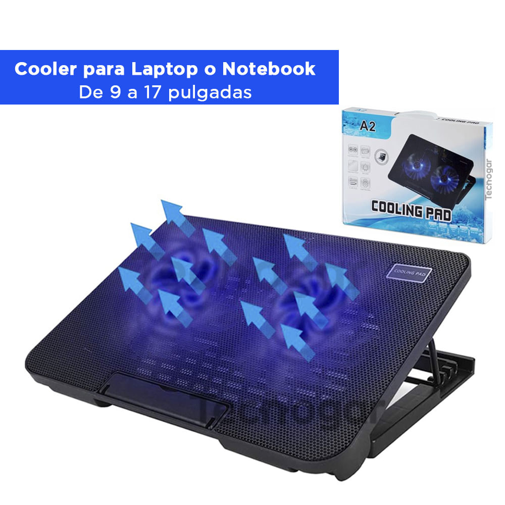 Cooler 2 Ventiladores Soporte de Enfriamiento de Laptop o Notebook 17"