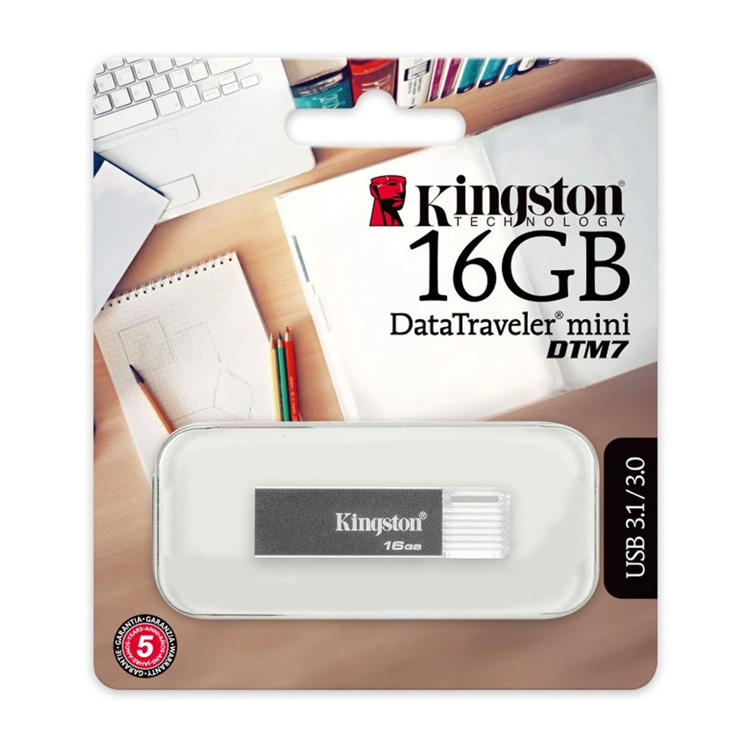 Memoria USB 3.1 Kingston 16GB DataTraveler Mini Plata - DTM7/16GB