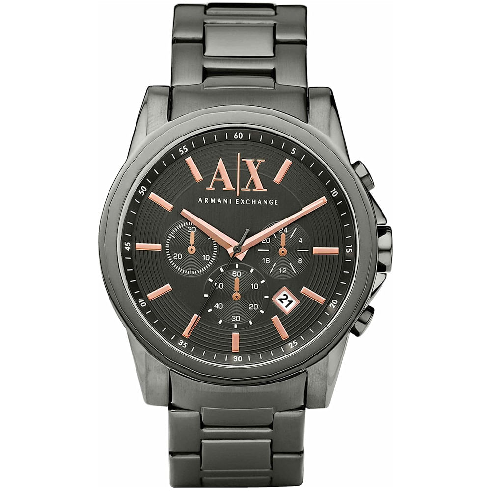 Reloj Armani Exchange Outerbanks AX2086 Fecha Cronometro Acero Inoxidable Gris Gunmetal