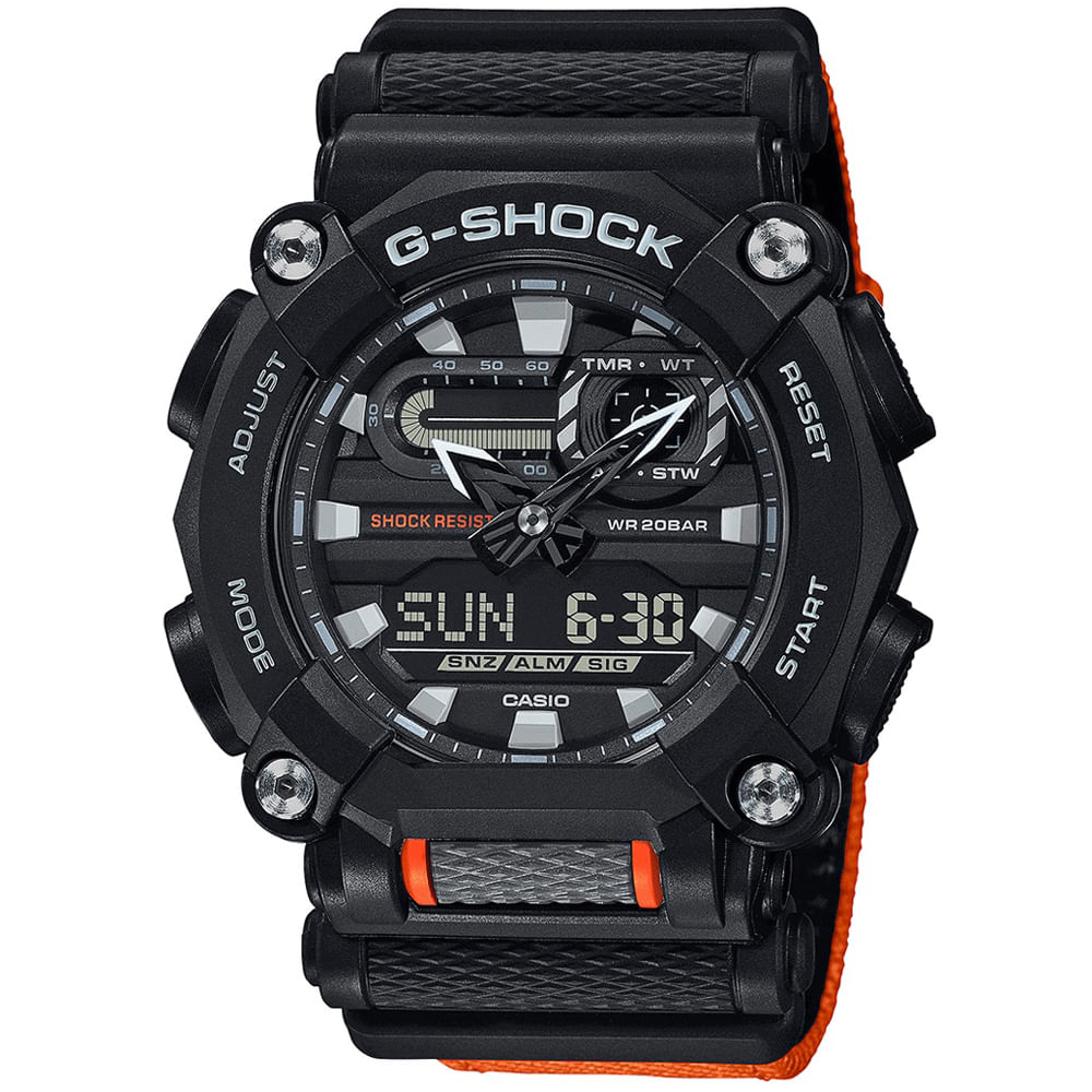 Reloj Casio G-Shock GA900C-1A4 Digital Analógico Luz LED Correa Nailon Naranja