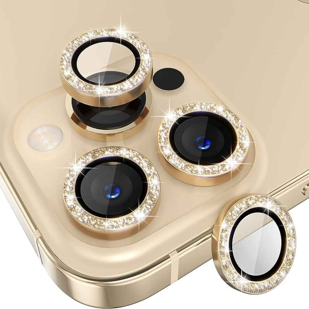 Mica de Camara Individual con Brillante Iphone 13 Pro Max - Dorado