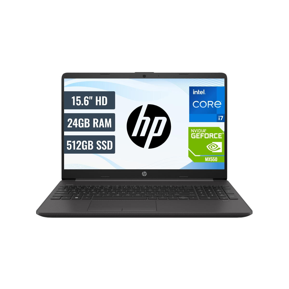 Laptop HP 250 G9 Intel Core i7-1255U 24GB RAM 512GB SSD 2GB Nvidia 15.6 HD FreeDos