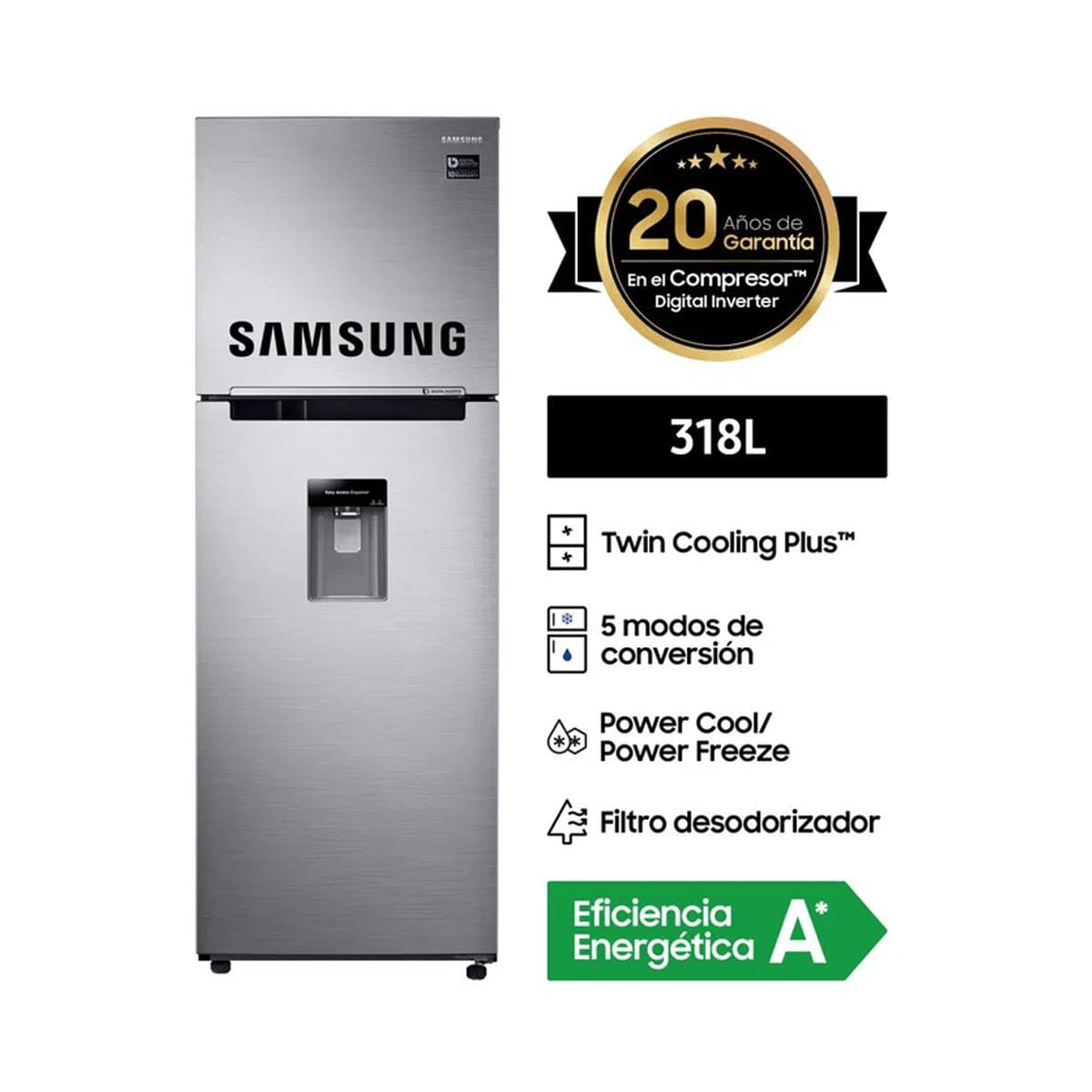 Refrigeradora Samsung Top Freezer RT32K5730S8 318Lt Inox