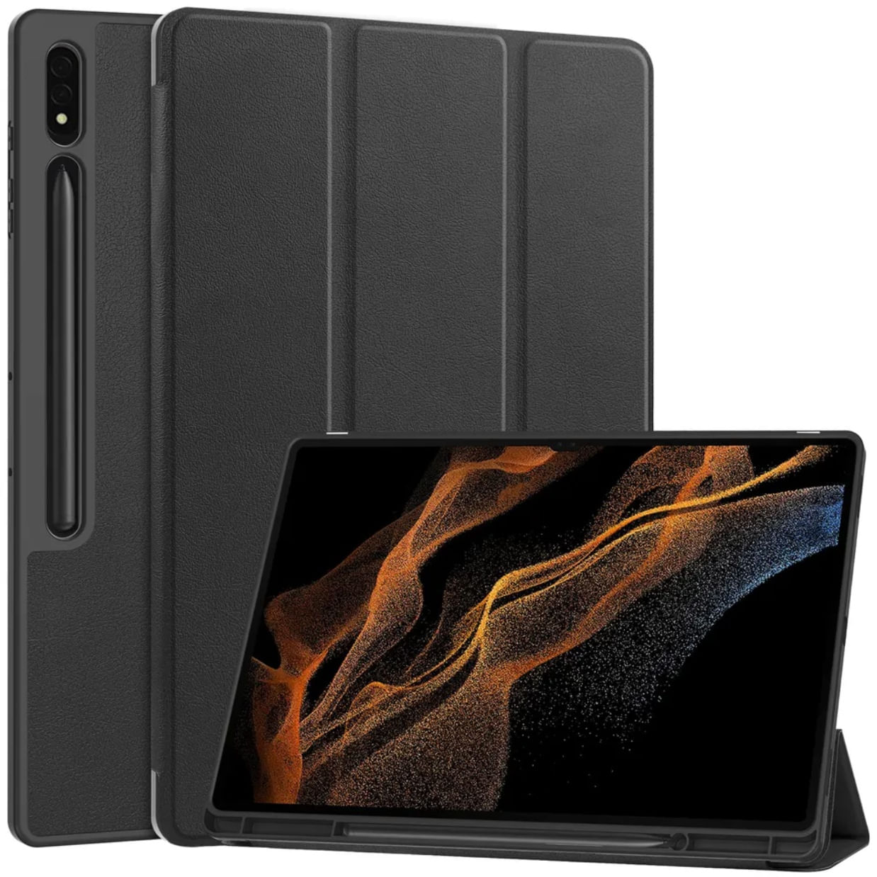 Funda Smart Cover con Porta Lapiz para Samsung Tab S9 Plus Negro