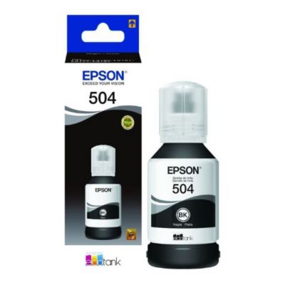 Botella De Tinta Epson T504120 Al Color Negro Contenido 70ml