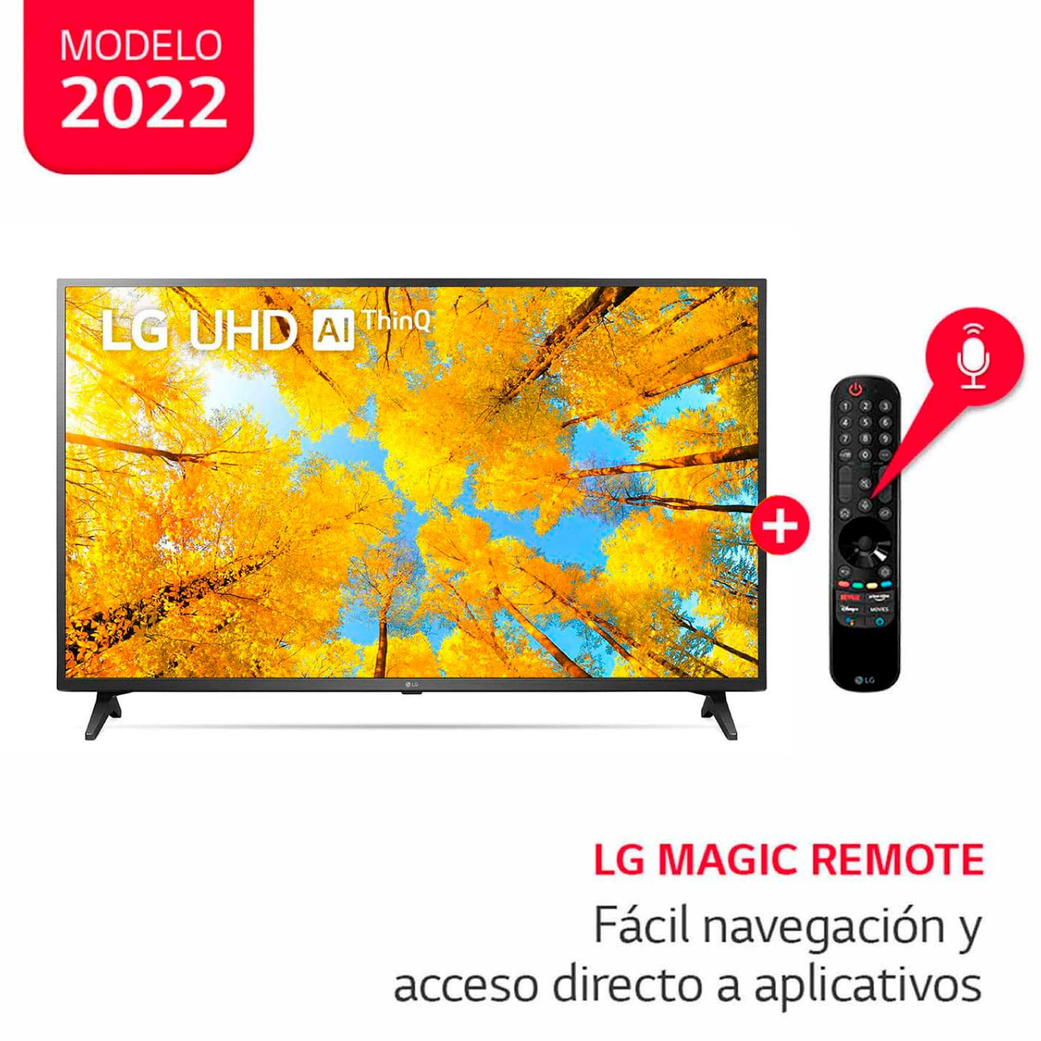 Televisor LG 43 Pulg. LED Smart TV UHD 4K con ThinQ AI 43UQ7500PSF l Control Magic