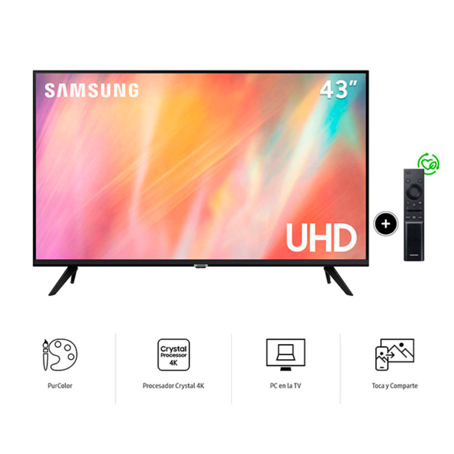 Televisor Samsung 43 Pulg. Crystal Smart TV UHD 4K UN43AU7090GXPE
