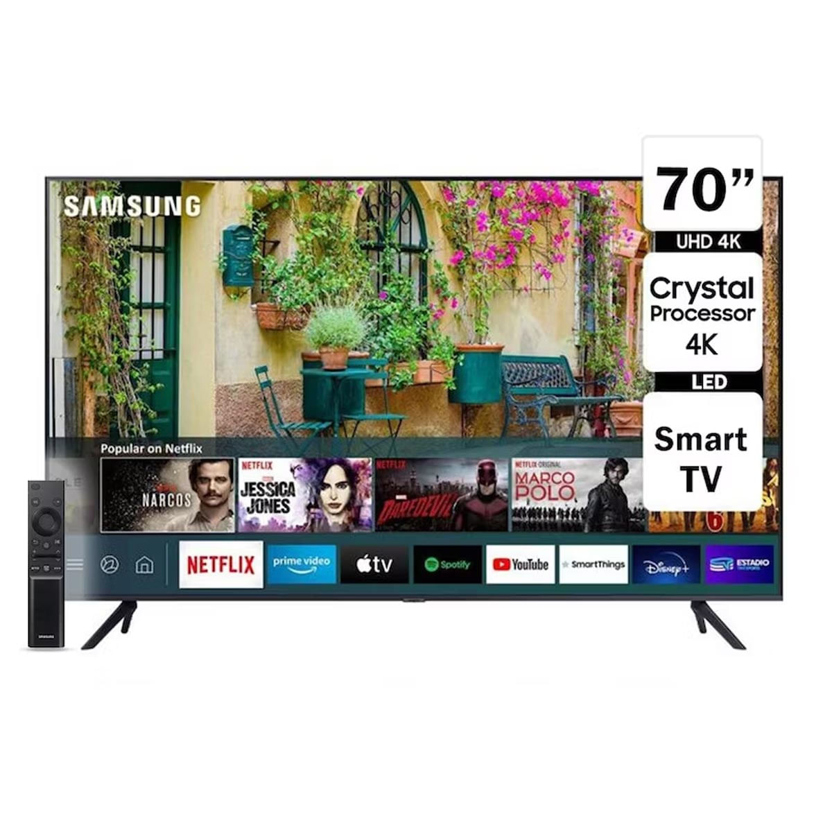 Televisor Smart TV Samsung 70" Crystal UHD 4K 70AU7000
