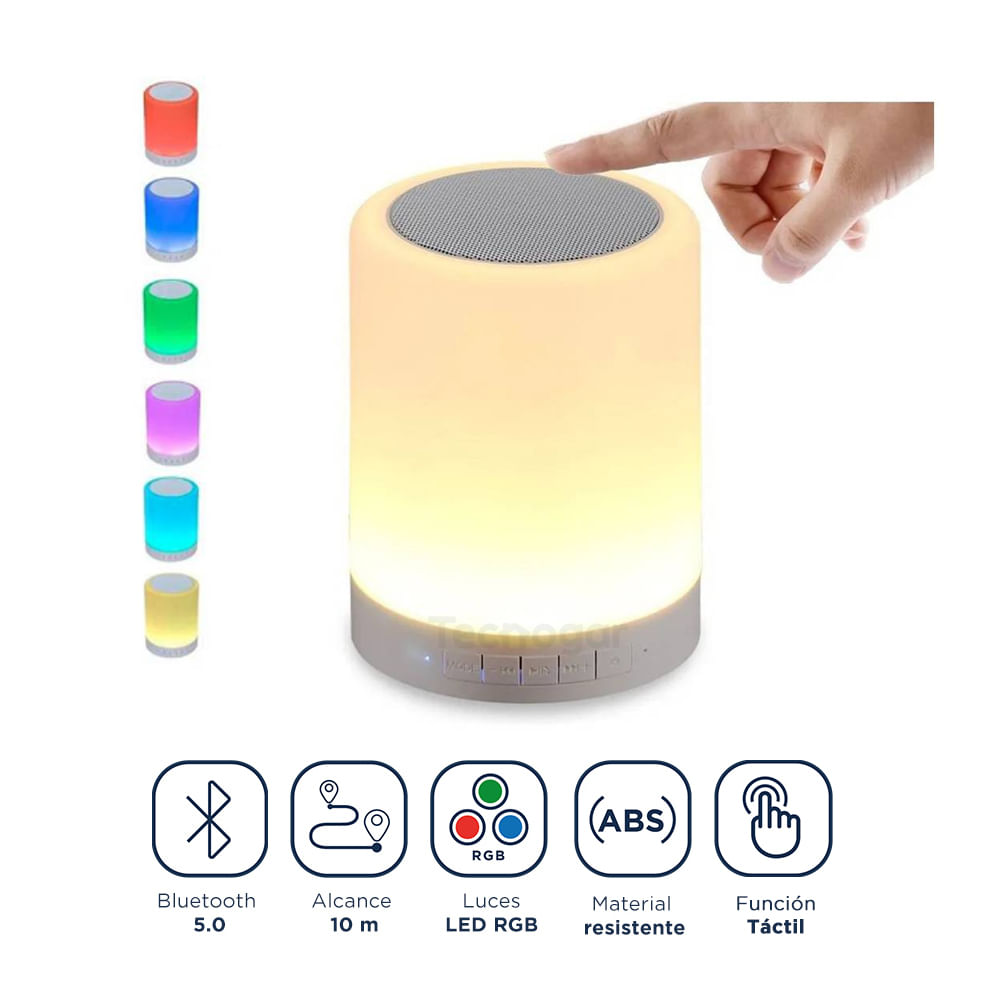 Parlante Bluetooth Touch Lámpara 2 en 1 con Luces LED RGB