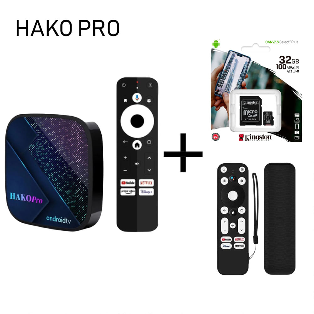 TV Box Hako Pro Android TV 4K S905Y4 Ultra + Funda Negra PROTEC+MEM 32G