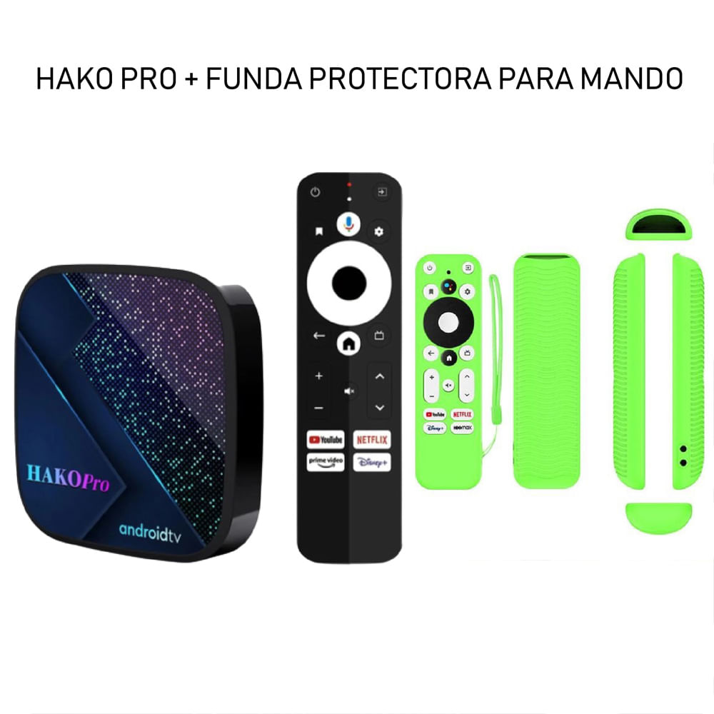 TV Box Hako Pro Android TV 4K S905Y4 Ultra HD + Funda Verde PROTEC