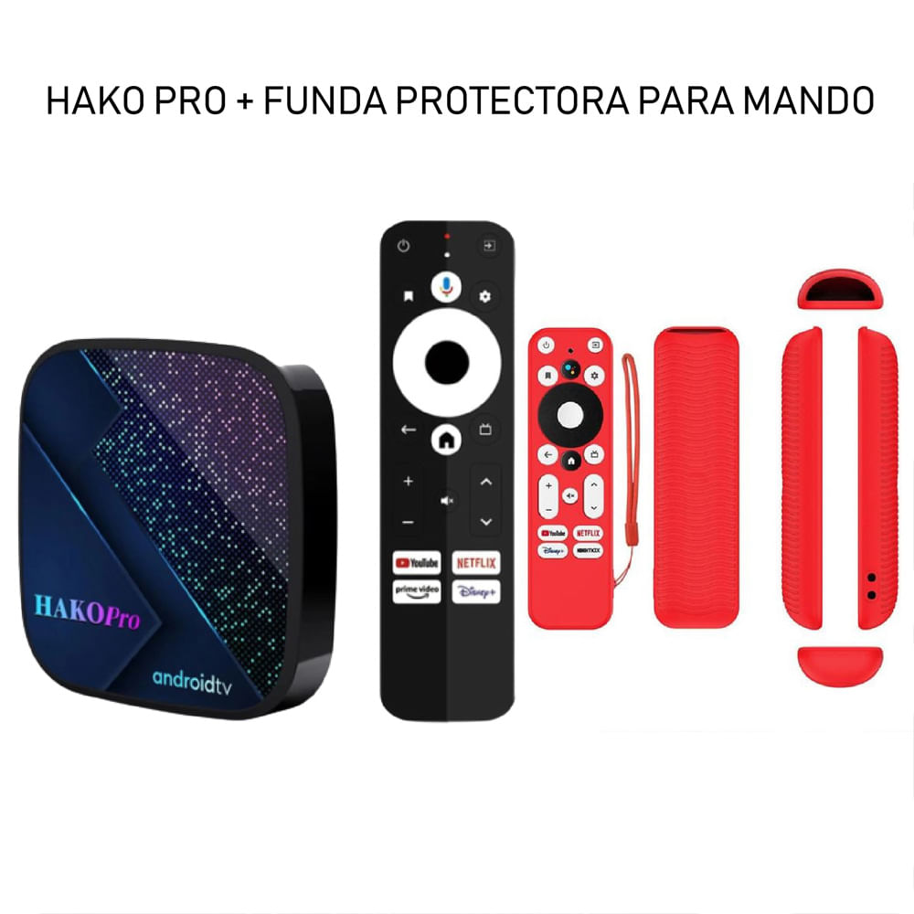 TV Box Hako Pro Android TV 4K S905Y4 Ultra HD + Funda Rojo PROTEC