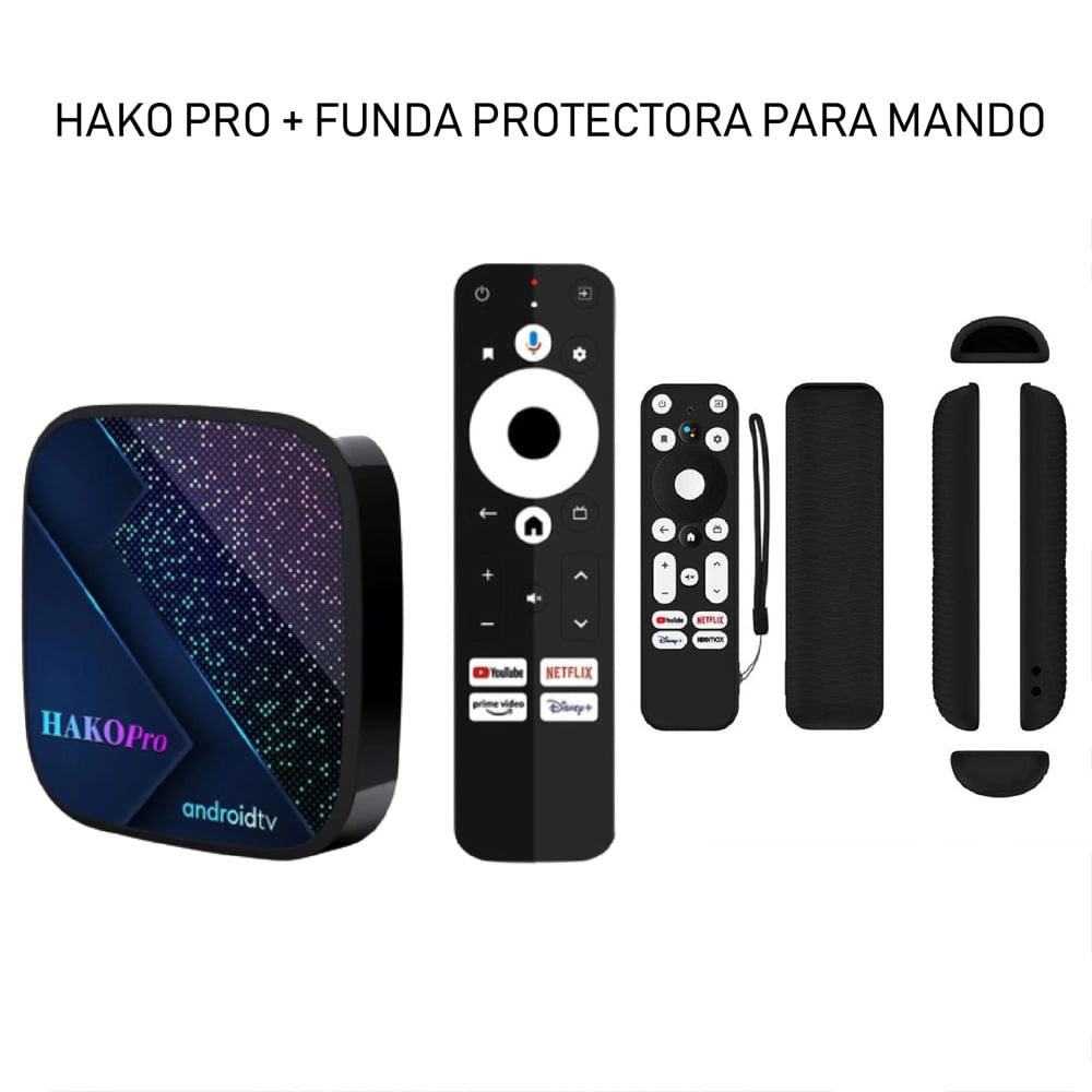 TV Box Hako Pro Android TV 4K S905Y4 Ultra HD + Funda Negra PROTEC