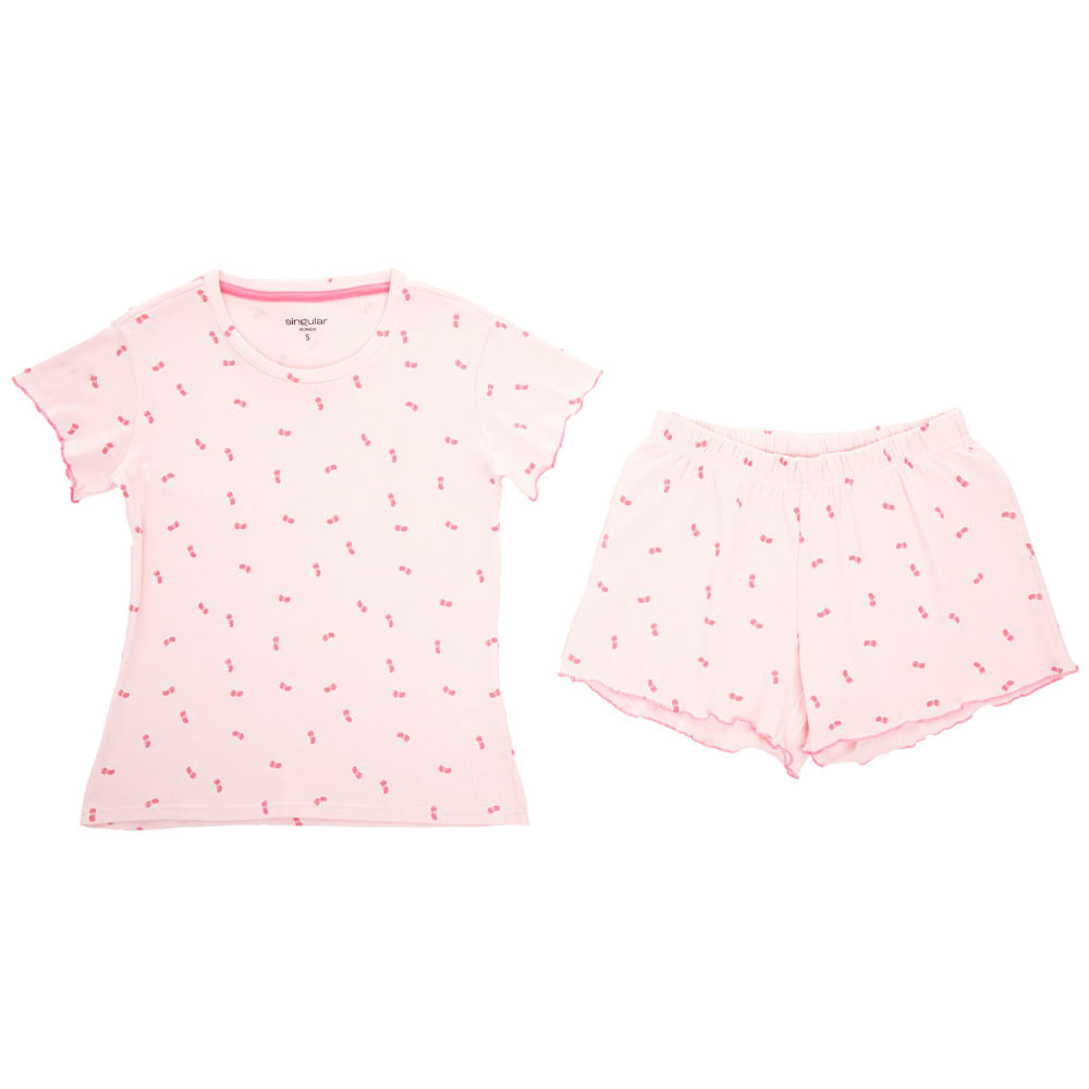Pijama Polo + Short Pink Cherry Algodón SINGULAR Mujer