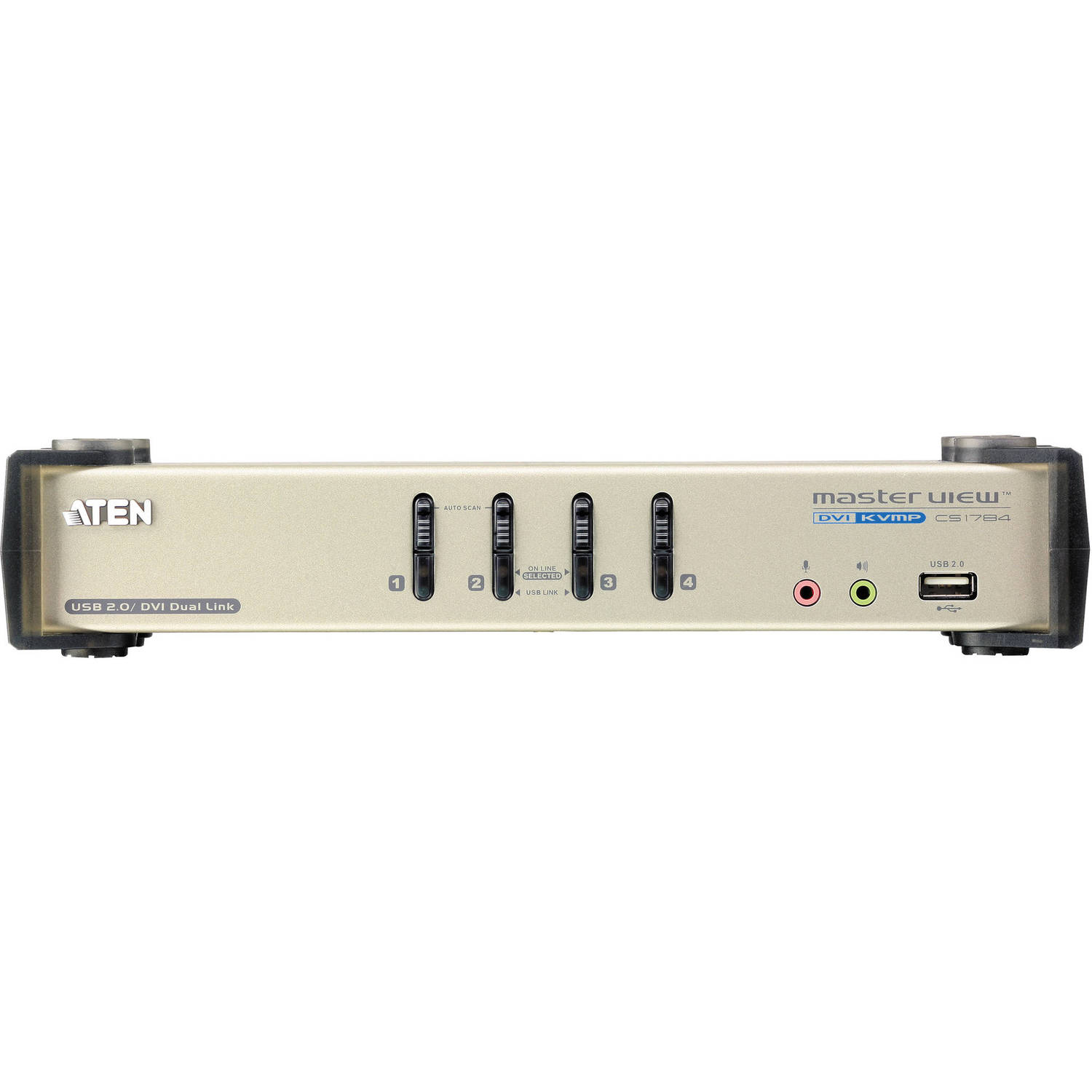 Switch Kvmp Aten de 4 Puertos Usb Dvi Dual Link con Audio de Sonido Envolvente 2.1
