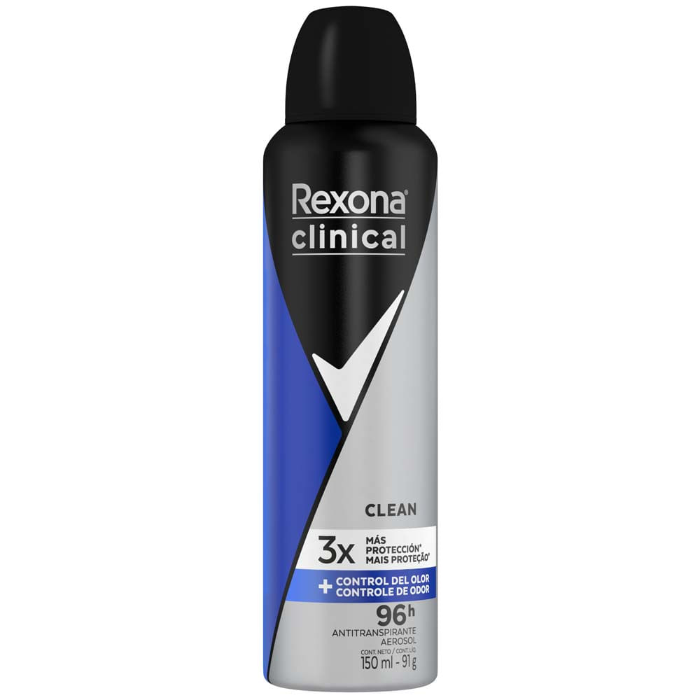 Desodorante para hombre en Aerosol REXONA Clinical Men Clean Frasco 150ml