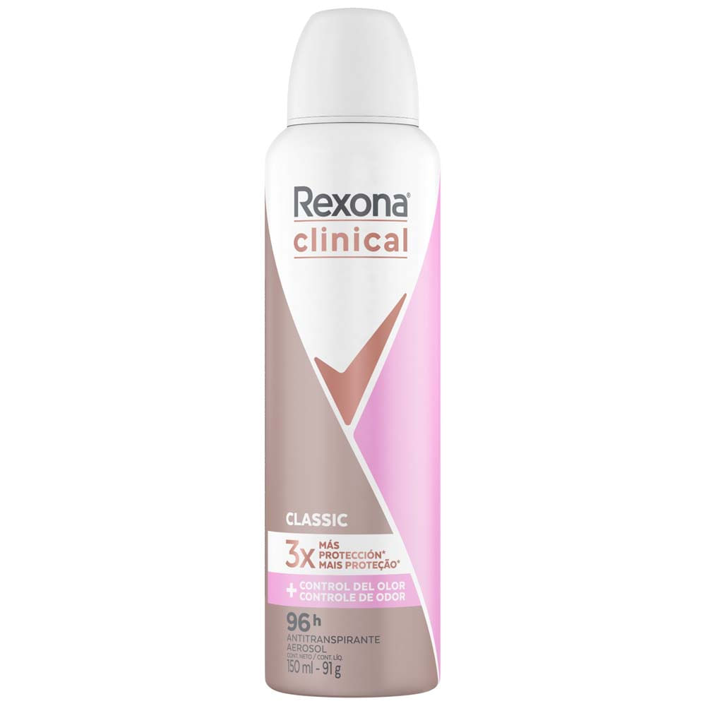 Desodorante para mujer en Aerosol REXONA Clinical Women Classic Frasco 150ml