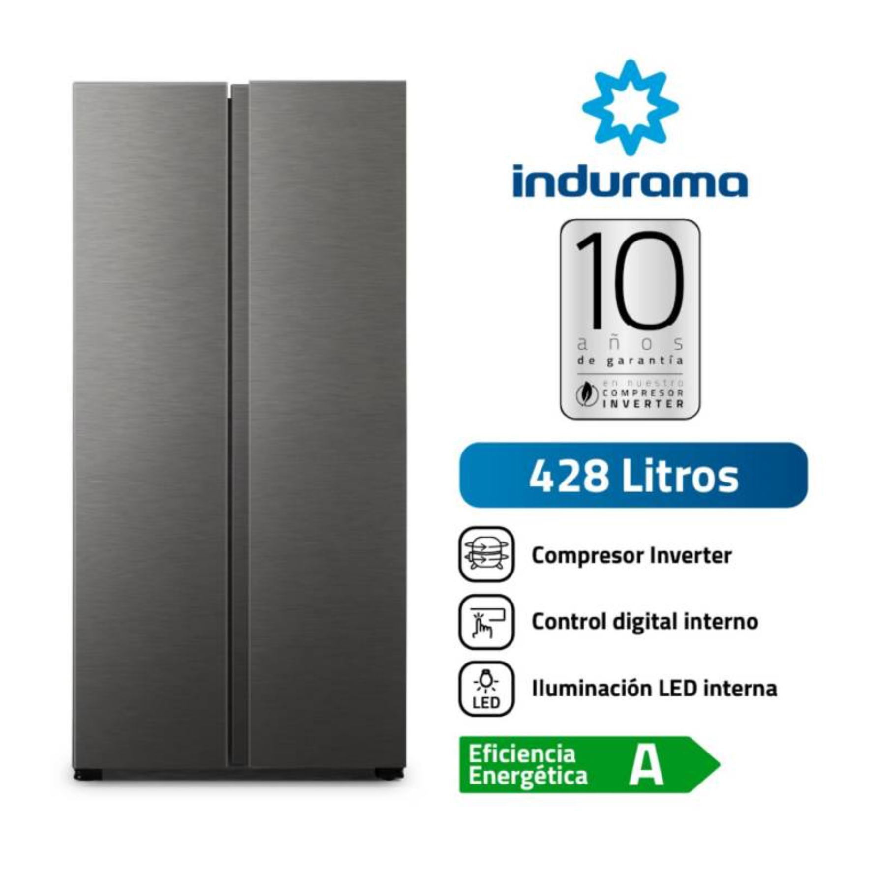 Refrigeradora Indurama RI-769 Side by Side 428 Litros