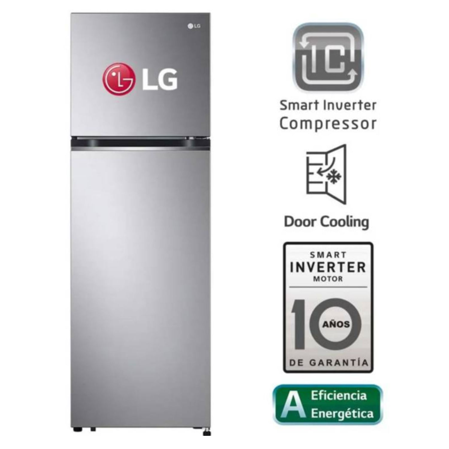Refrigeradora LG GT26BPP Top Mount con Door Cooling 264 Litros Plateada