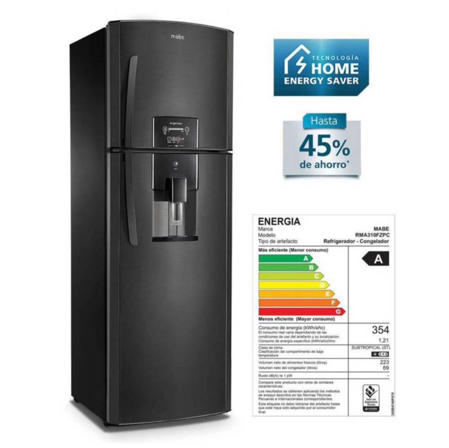 Refrigeradora MABE RMA310FZPC 300 Litros Black Steel