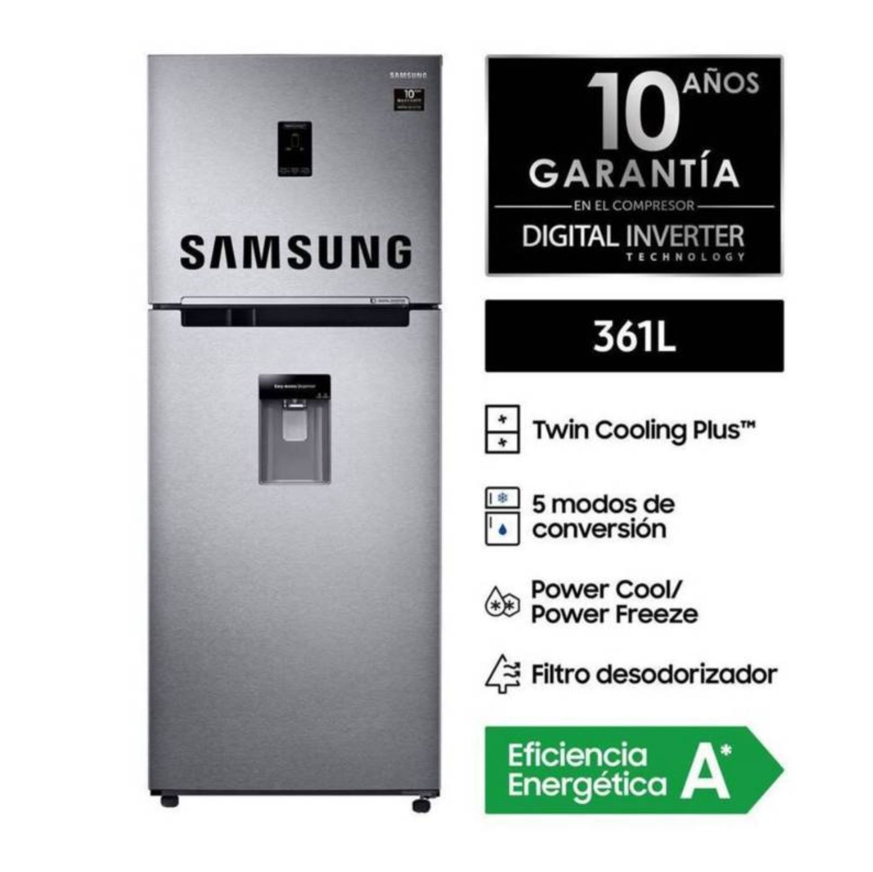 Refrigeradora Samsung RT35K5930S8 Top Freezer No Frost 361 Litros