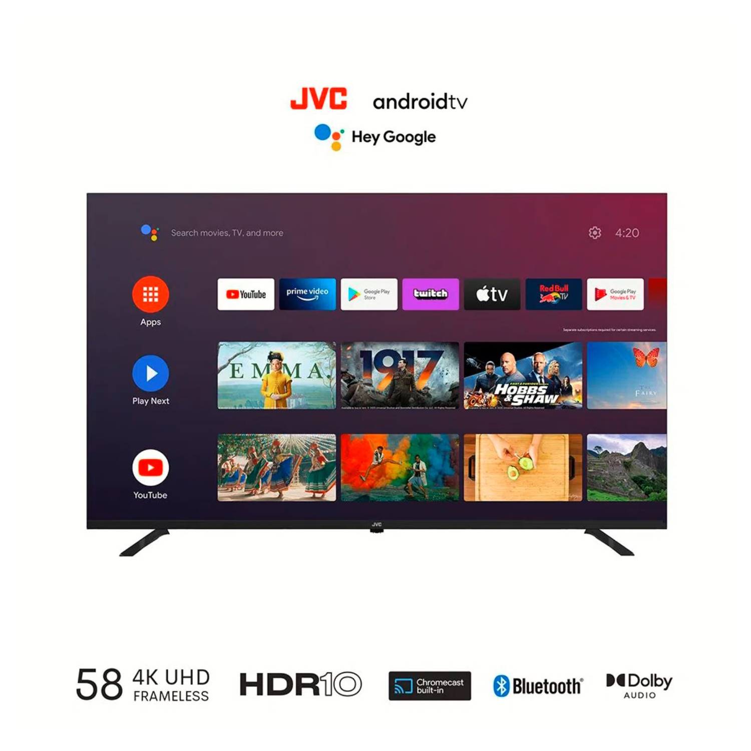 Televisor JVC 58'' LT-58KB527 Led Uhd Frameless Android 11 Smart Tv