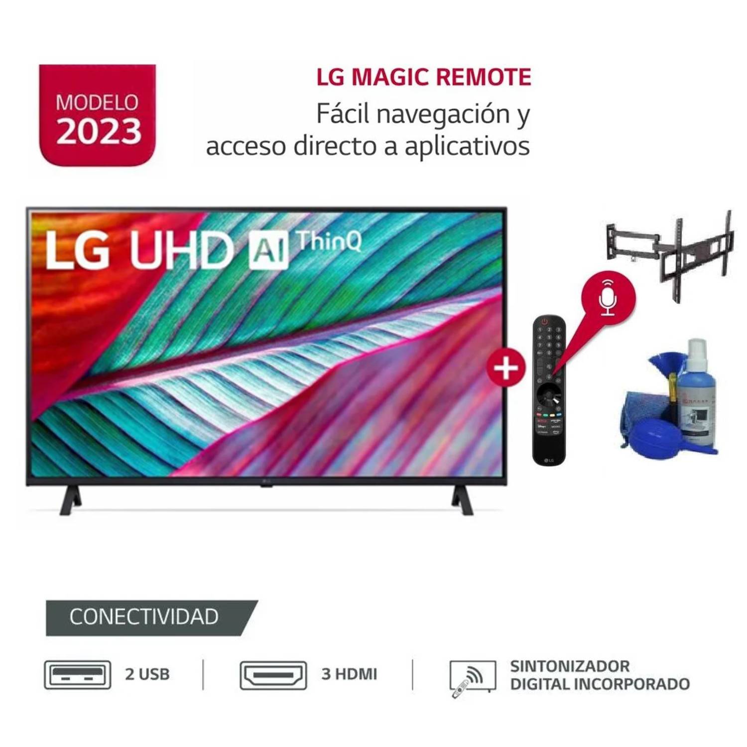 Televisor LG 55 LED 4K UHD ThinQ AI Smart 55UR8750PSA 2023 + Rack y Kit