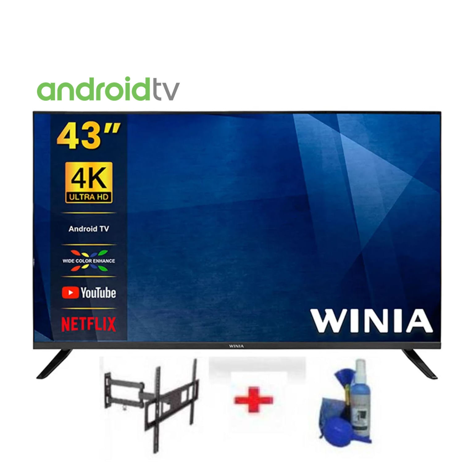 Televisor Winia 43" U43B900BQS UHD Android 11 + Rack y Kit.