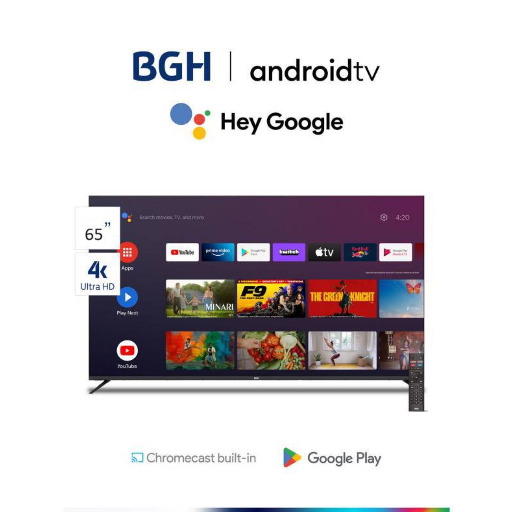 Televisor BGH 65 B6523UK6AIP Smart Tv UHD 4K Hey Google 2023 Android