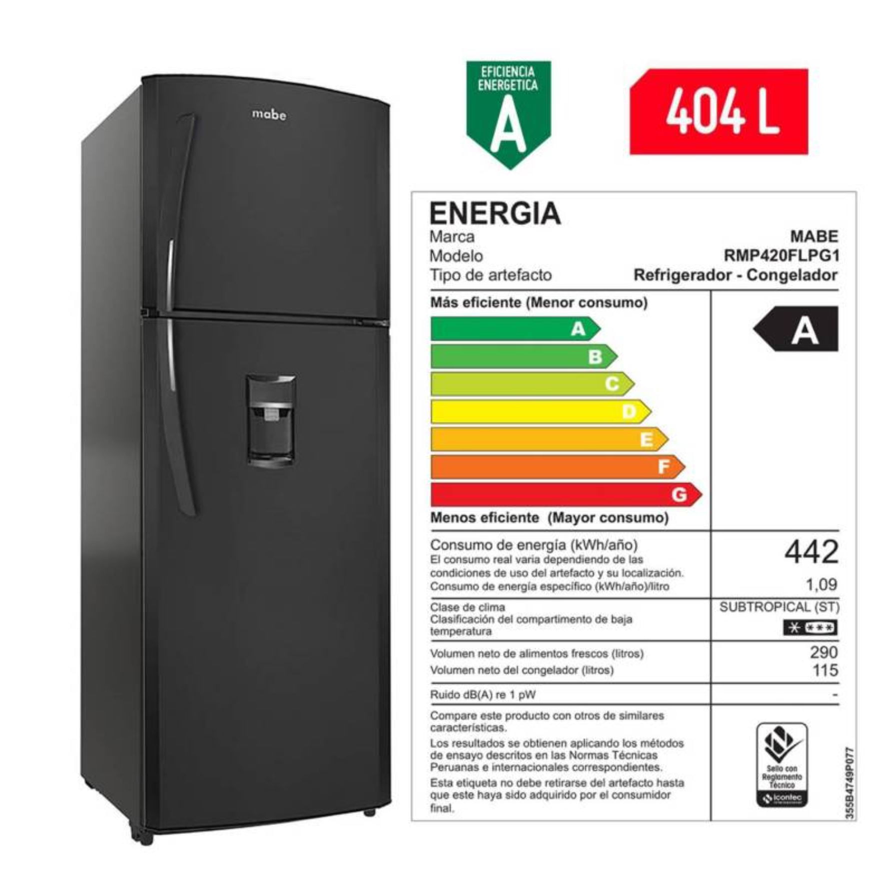 Refrigeradora Mabe RMP420FLPG1 Top Freezer 404 Litros Grafito