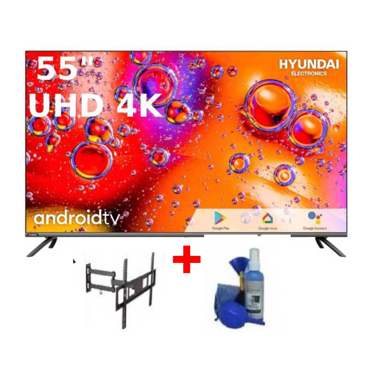 Televisor Hyundai 55 HYLED5520A4KM UHD 4K Android TV HDR Dolby Vision + Rack y Kit
