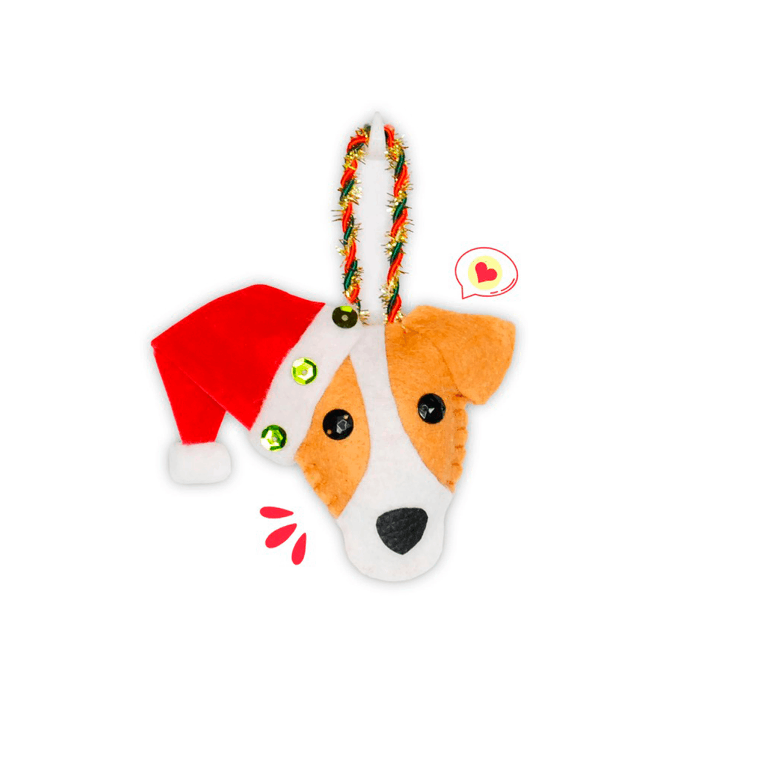 Colgante Navidad Dog Lover Khurmi Jack Russell Marrón/Blanco Hecho a Mano